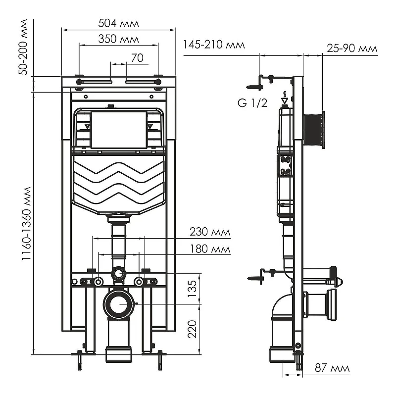 Инсталляция WasserKRAFT Dinkel 58TLT.010.ME.RG03 для унитаза с клавишей смыва цвет Розовое золото