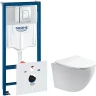 Комплект унитаза Aquatek Европа AQ1900-00 с инсталляцией Grohe Rapid SL 38775001 с сиденьем Микролифт и клавишей смыва Хром фарфор подвесной