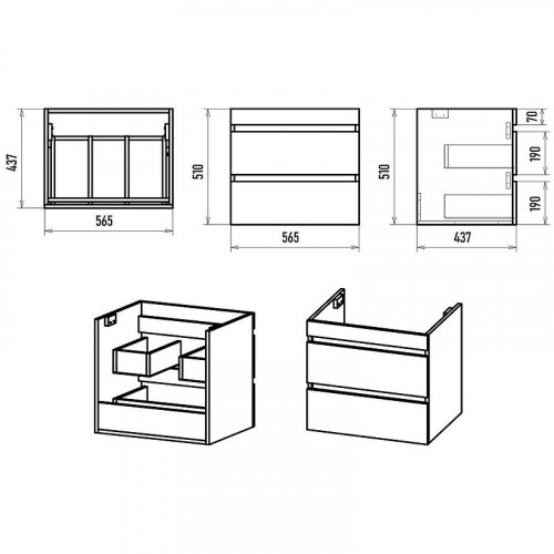 Тумба с раковиной Misty Енисей 60 УТ000011303 подвесная Белая