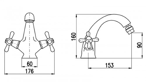 Смеситель для биде Rav Slezak Morava retro MK543.5 Хром латунь