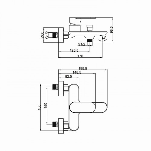 Смеситель для ванны Fashun A3285 цвет Хром