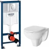 Унитаз с инсталляцией Damixa Jupiter DX77C1738SC + Grohe Rapid SL 38721001 с сиденьем Микролифт и клавишей смыва Хром