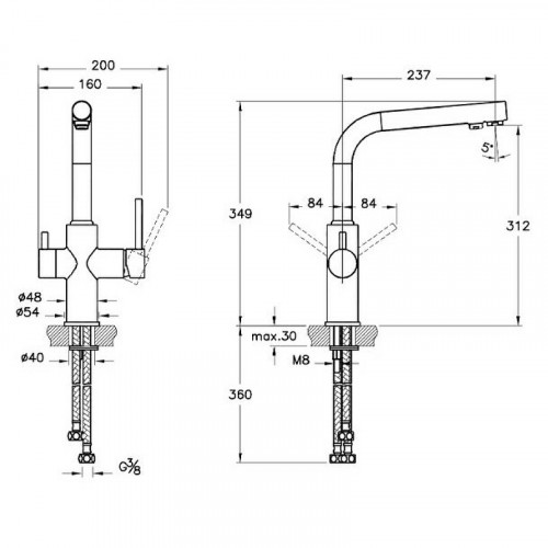 Смеситель для кухни Vitra Split A42144EXP Хром латунь