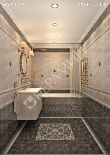 Керамический декор Керамин Эллада 7 тип-2 Круг 20х50 серый для ванной комнаты Беларусь
