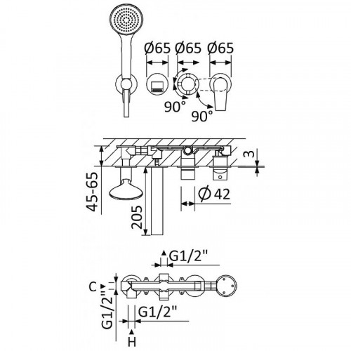 Смеситель для ванны Cezares Nautic NAUTIC-VDM3-BIO Белый матовый латунь встраиваемый