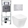 Комплект унитаза с инсталляцией WeltWasser AMBERG 506 ST + GELBACH 043 GL-WT + AMBERG RD-MT CR 10000011868 цвет Белый глянцевый с сиденьем Микролифт и клавишей смыва цвет Хром матовый