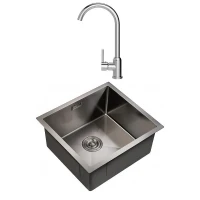 Кухонная мойка Milacio Denia 48 MC.77449 Вороненая сталь со смесителем Domaci Ливорно DMC02000CR цвет Хром