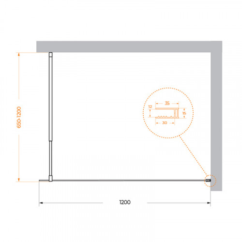 Душевая перегородка BelBagno Kraft 120 KRAFT-L-1-120-C-NERO профиль Черный матовый стекло прозрачное