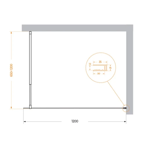 Душевая перегородка BelBagno Kraft 120 KRAFT-L-1-120-C-NERO профиль Черный матовый стекло прозрачное