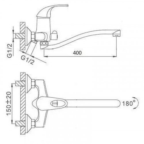 Смеситель для ванны D-Lin D146491-2 универсальный цвет  Хром