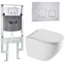 Комплект унитаза с инсталляцией WeltWasser AMBERG 497 ST + MERZBACH 043 XL GL-WT + AMBERG RD-MT CR 10000013773 цвет Белый глянцевый с сиденьем Микролифт и клавишей смыва цвет Хром матовый