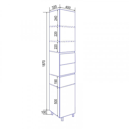 Шкаф пенал Azario Эстима 40 L CS00094558 цвет Белый глянцевый
