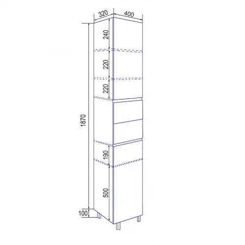 Шкаф пенал Azario Эстима 40 L CS00094558 цвет Белый глянцевый