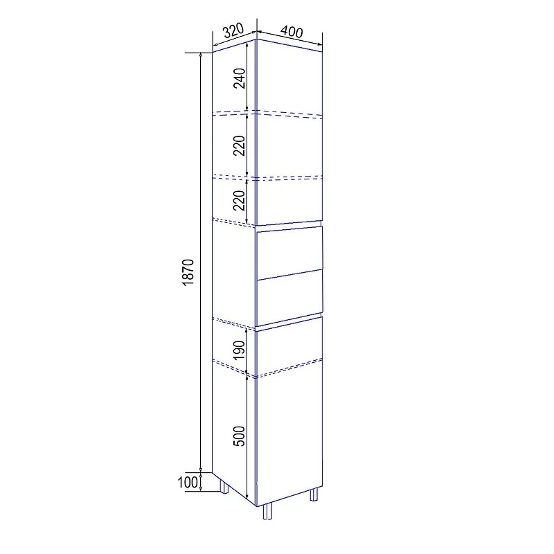 Шкаф пенал Azario Эстима 40 L CS00094558 цвет Белый глянцевый