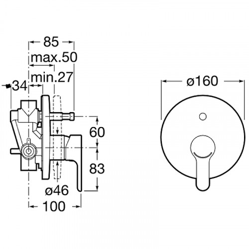 Смеситель для душа Roca L20 5A0A09C00 Хром латунь встраиваемый