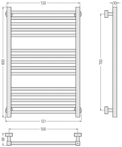 Водяной полотенцесушитель Сунержа Модус PRO 80x50 03-0450-8050 цвет Золото