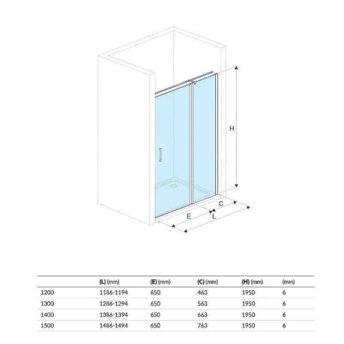 Душевая дверь Excellent Mazo 120x195 KAEX.3025.1S.1200.LP+KAEX.3025.1D.0650.LP (KAEX.3025.1D.0650.LP+KAEX.3025.1S.1200.LP) Хром