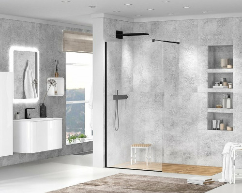 Душевая перегородка Cezares Liberta 85 LIBERTA-L-1-85-120-C-NERO профиль Черный матовый стекло прозрачное