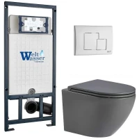 Комплект унитаза с инсталляцией WeltWasser MARBERG 507 + MERZBACH 043 MT-GR + MAR 507 SE GL-WT 10000011401 цвет Белый глянцевый с сиденьем Микролифт и клавишей смыва цвет Белый глянцевый