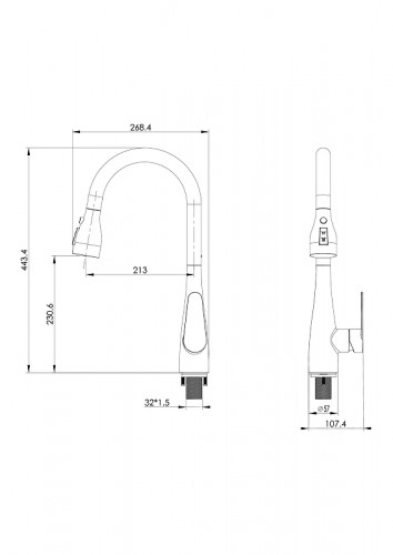 Смеситель для кухни Wonzon &amp; Woghand WW-121E201B-BGG цвет Темный графит