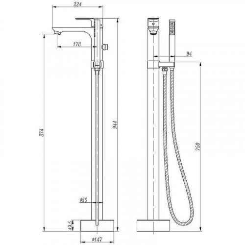 Смеситель для ванны Abber Weiss Insel AF8015W Белый Хром