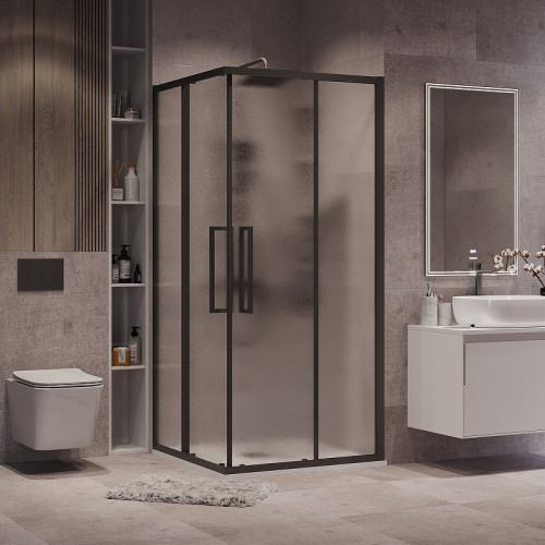 Душевой уголок Grossman Cosmo 90х90 300.K33.02.9090.21.02 профиль Черный матовый стекло шиншилла
