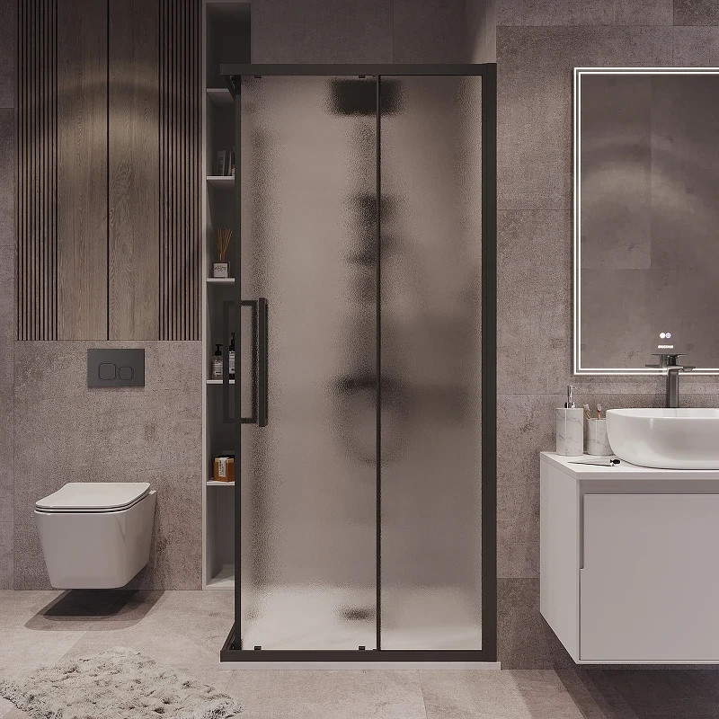 Душевой уголок Grossman Cosmo 90х90 300.K33.02.9090.21.02 профиль Черный матовый стекло шиншилла