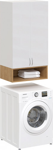 Подвесной шкаф DIWO Суздаль 60 SUZ.Ш.60.01 над стиральной машиной цвет Белый Дуб вотан