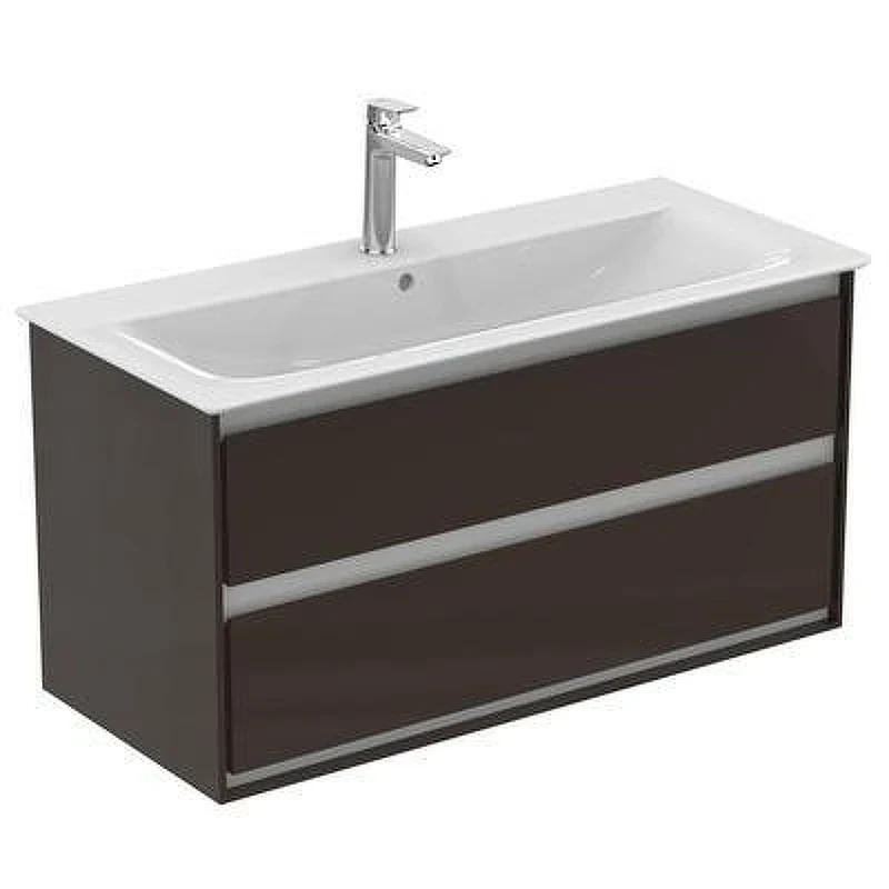 Тумба под раковину Ideal Standard Connect Air 100 E0821VY подвесная цвет Matt Dark Brown + Matt White (Темно-коричневый матовый + Белый матовый)