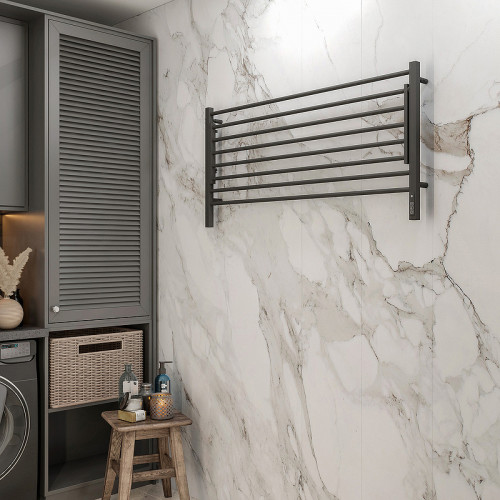 Электрический полотенцесушитель Terminus Горизонт П8 1200х600 4670078543349 с полкой Черный муар нержавеющая сталь