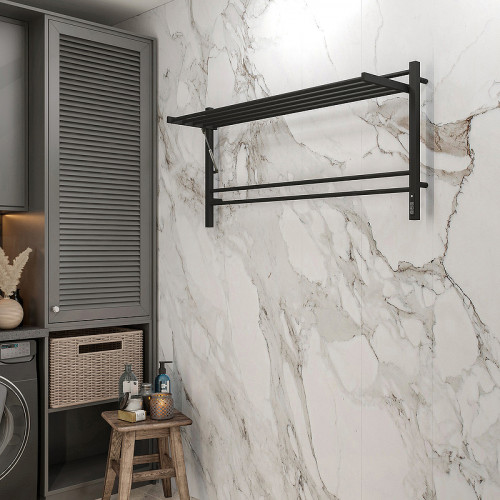 Электрический полотенцесушитель Terminus Горизонт П8 1200х600 4670078543349 с полкой Черный муар нержавеющая сталь