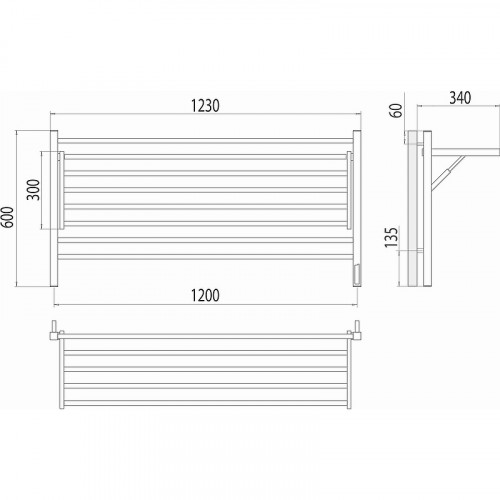 Электрический полотенцесушитель Terminus Горизонт П8 1200х600 4670078543349 с полкой Черный муар нержавеющая сталь