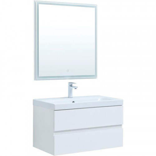 Комплект мебели для ванной Aquanet Беркли 80 306360 подвесной Белый глянец МДФ / ЛДСП