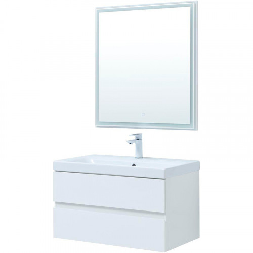 Комплект мебели для ванной Aquanet Беркли 80 306360 подвесной Белый глянец МДФ / ЛДСП