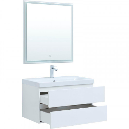 Комплект мебели для ванной Aquanet Беркли 80 306360 подвесной Белый глянец МДФ / ЛДСП