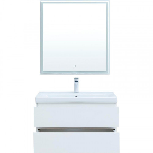 Комплект мебели для ванной Aquanet Беркли 80 306360 подвесной Белый глянец МДФ / ЛДСП