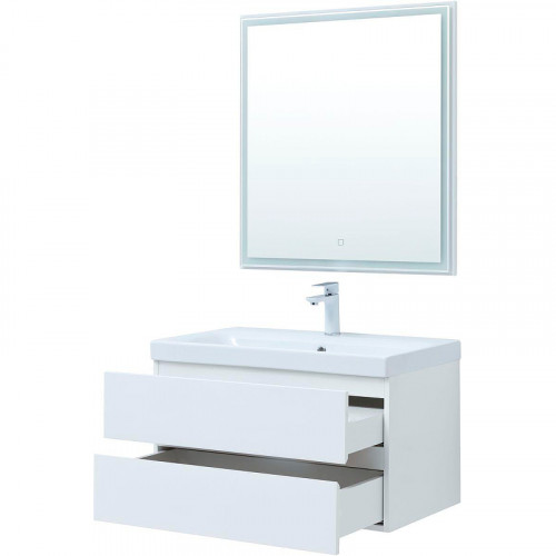 Комплект мебели для ванной Aquanet Беркли 80 306360 подвесной Белый глянец МДФ / ЛДСП