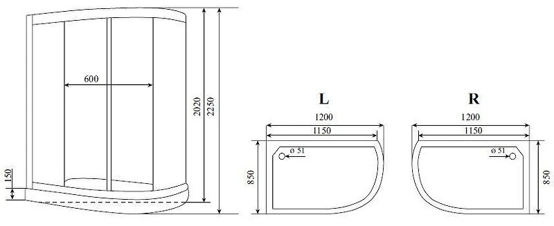 Душевая кабина Timo Standart 120х85 R T-5502R Г/М с гидромассажем