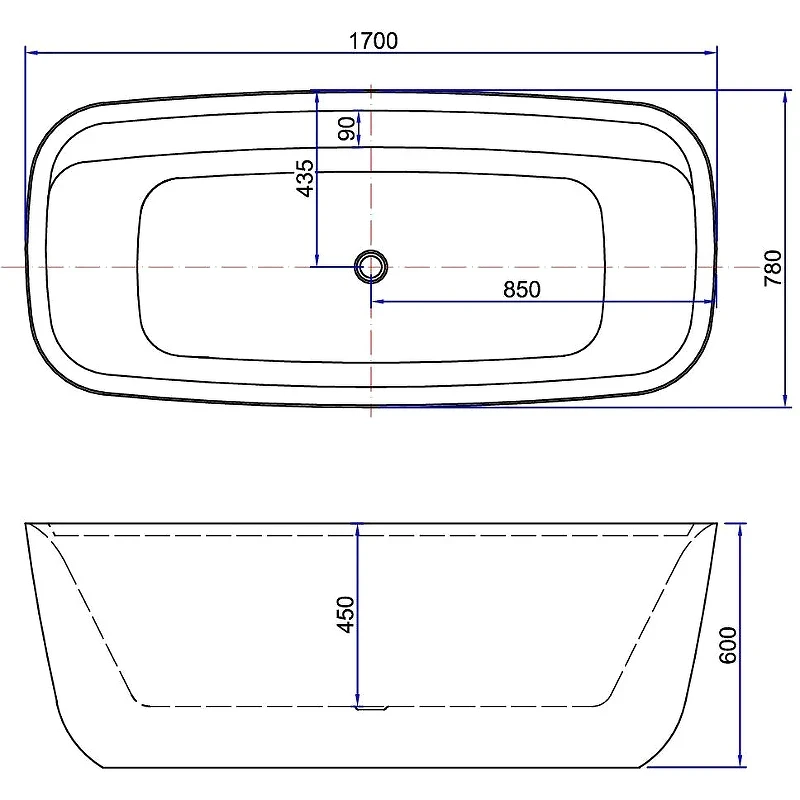 Акриловая ванна Aquanet Fine 170x78 260045 без гидромассажа