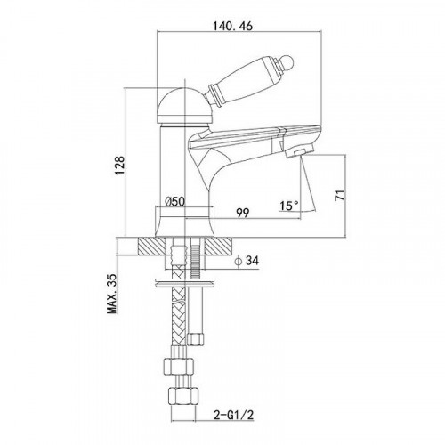 Смеситель для раковины Caprigo Adria-Uno Metal Edition 02M-522-crm Хром латунь