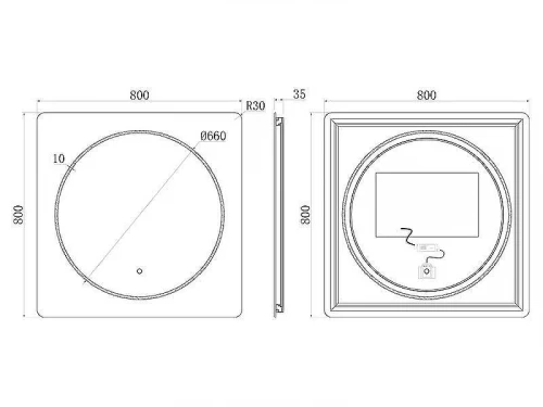 Зеркало Uni-Flow Mirror 80 M639 с подсветкой с сенсорным выключателем и подогревом