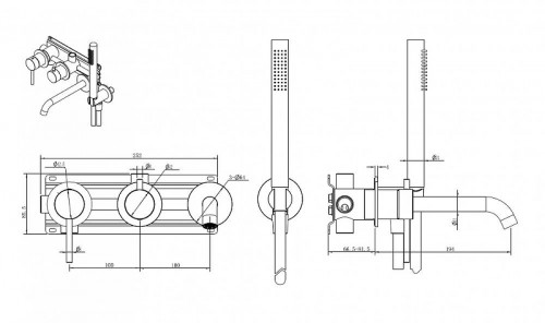 Смеситель для ванны Abber Wasser Kreis 316 AF8130BG цвет Золото брашированное