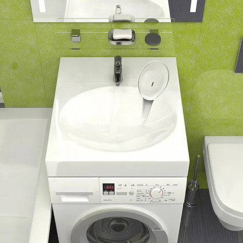 Раковина Reflection Gamma 60 RX6060GM на стиральную машину Белая искусственный камень (литьевой мрамор) подвесная, на стиральную машину