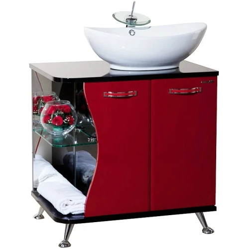 Тумба под раковину Bellezza Рио 70 R 4633611241218 Черная Красная МДФ / ЛДСП, стекло