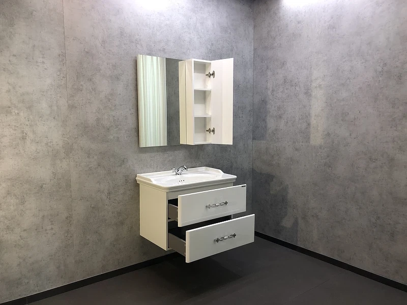 Тумба с раковиной Comforty Неаполь 80 00004147564 подвесная Белый глянец МДФ / ЛДСП