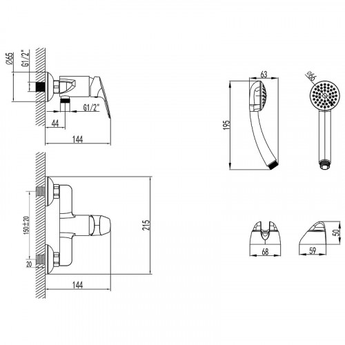 Смеситель для душа Azario AZ-HU245905 цвет Хром