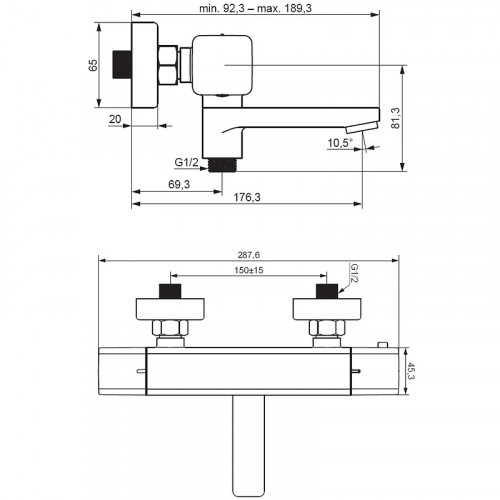 Смеситель для ванны Damixa Gala 533000000 с термостатом Хром латунь на стену