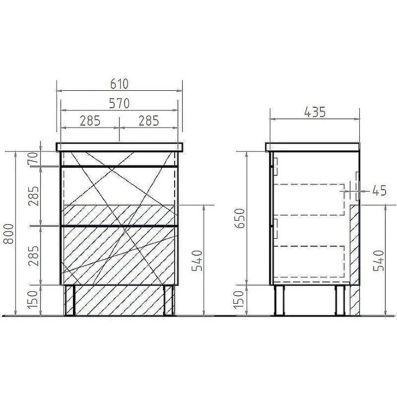 Тумба под раковину Vigo Geometry 60 tn.GEO.FOS.60.2Y Белая