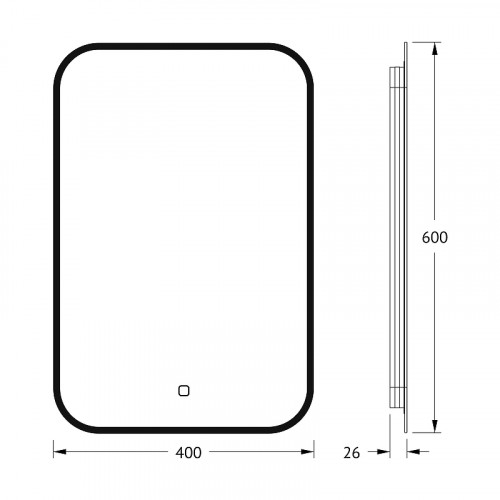 Зеркало Defesto Aura 40х60 DF 2972S с подсветкой 17W-3000K/Сенсорный выключатель/Теплый белый свет/Черная рама