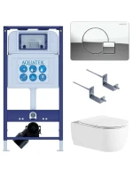 Комплект унитаза с инсталляцией Aquatek Set Aquatek Европа New-067 4в1 цвет Белый с сиденьем Микролифт и клавишей смыва цвет Хром глянцевый